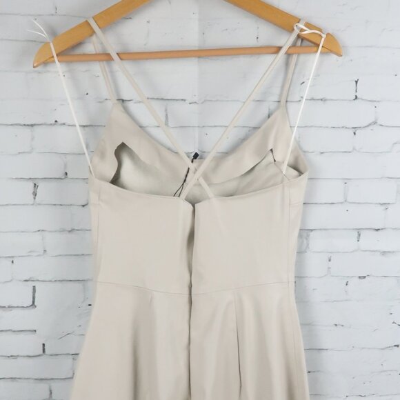 ZARA LIGHT GREY FAUX LEATHER SPAGHETTI STRAP MIDI DRESS SIZE MEDIUM NWT - Picture 12 of 13